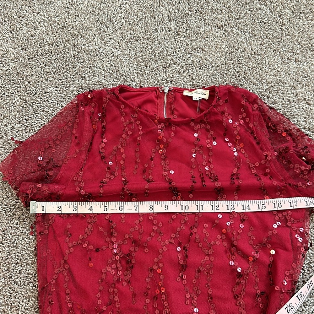 50s Cherry red sequin Flapper Dress - Picture 8 of 11
